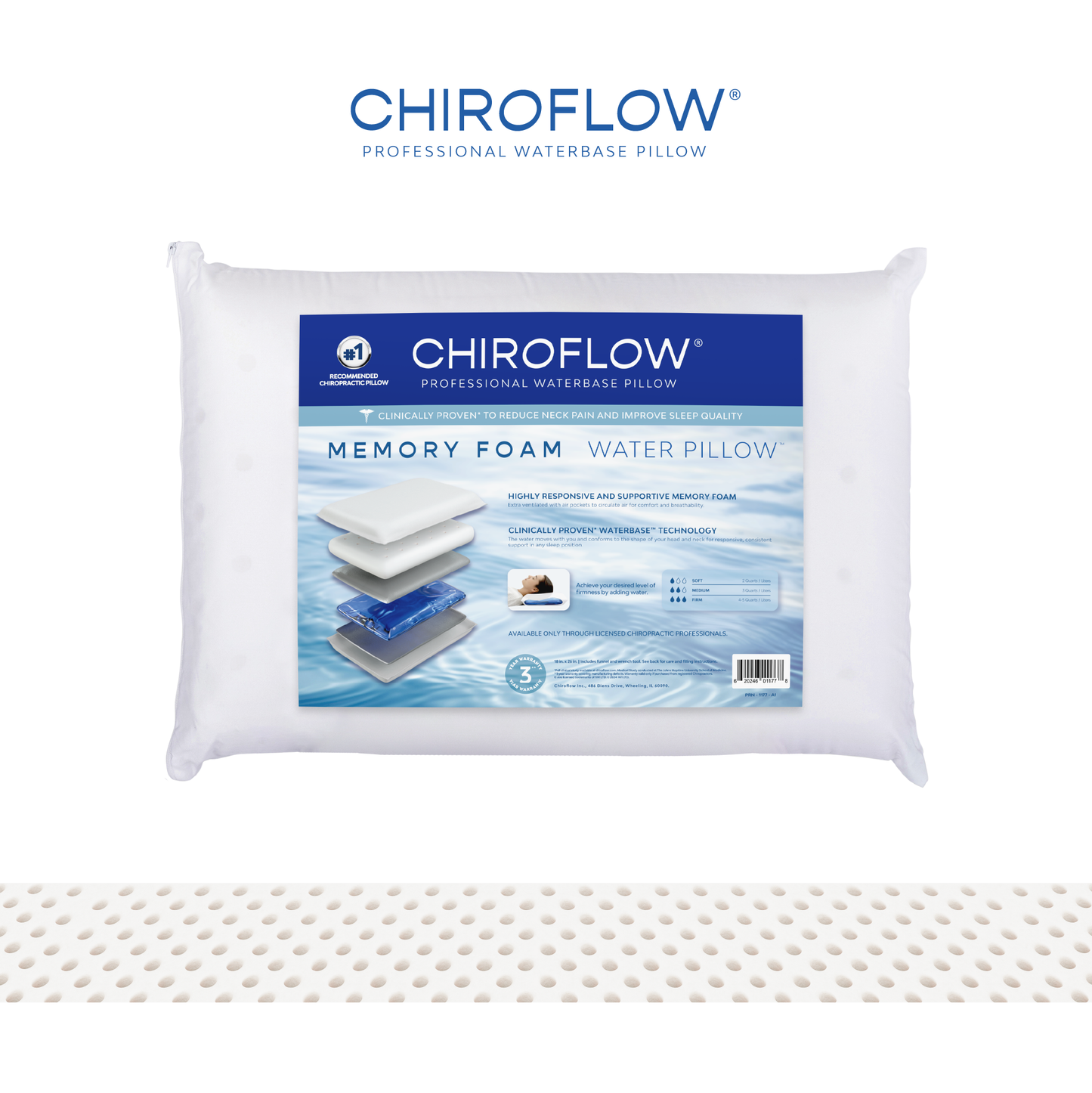 Chiroflow Premium Memory Foam Water Pillows - Multi-Pack Options