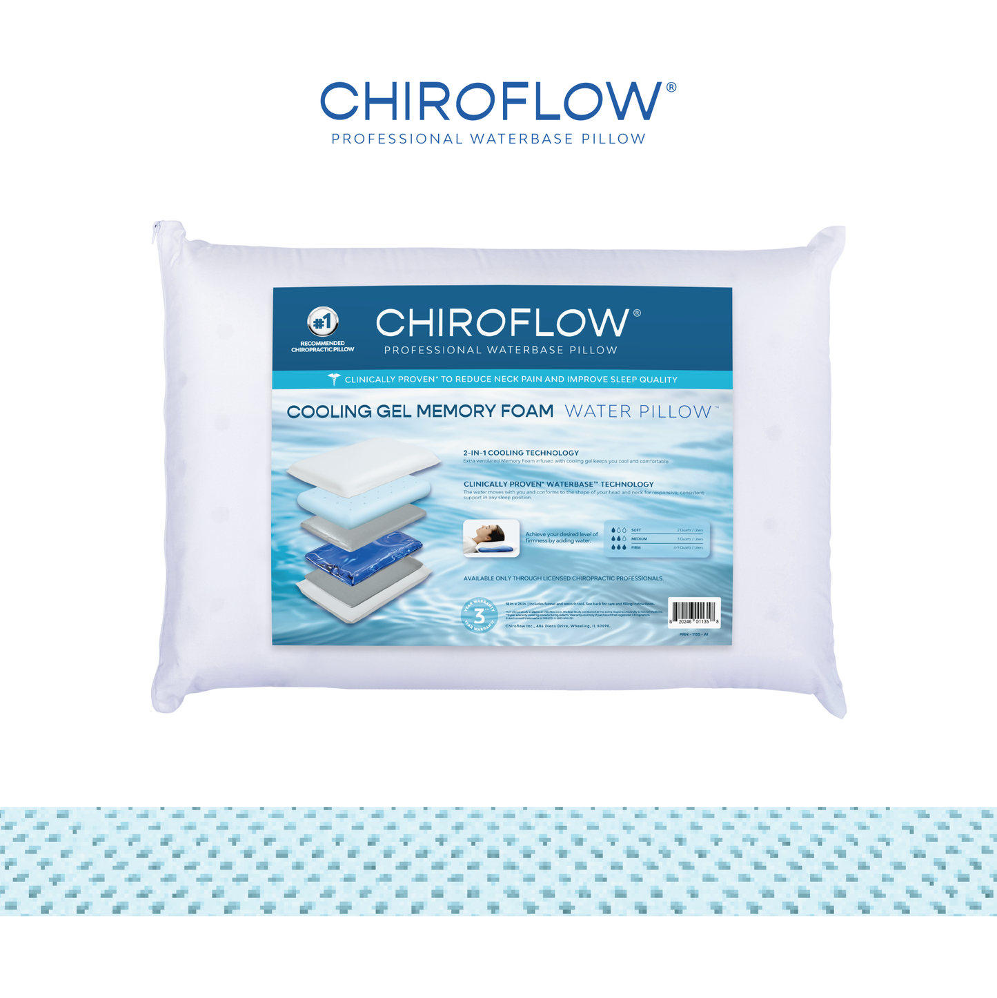 Chiroflow Cooling Gel Memory Foam Water Pillows (Holiday Multi-Pack Options)