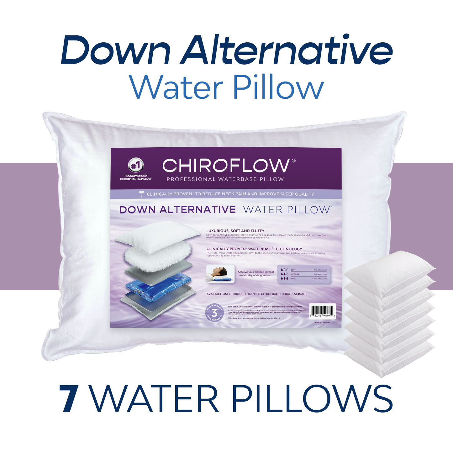 Chiroflow Down Alternative Water Pillows (Holiday Multi-Pack Options)