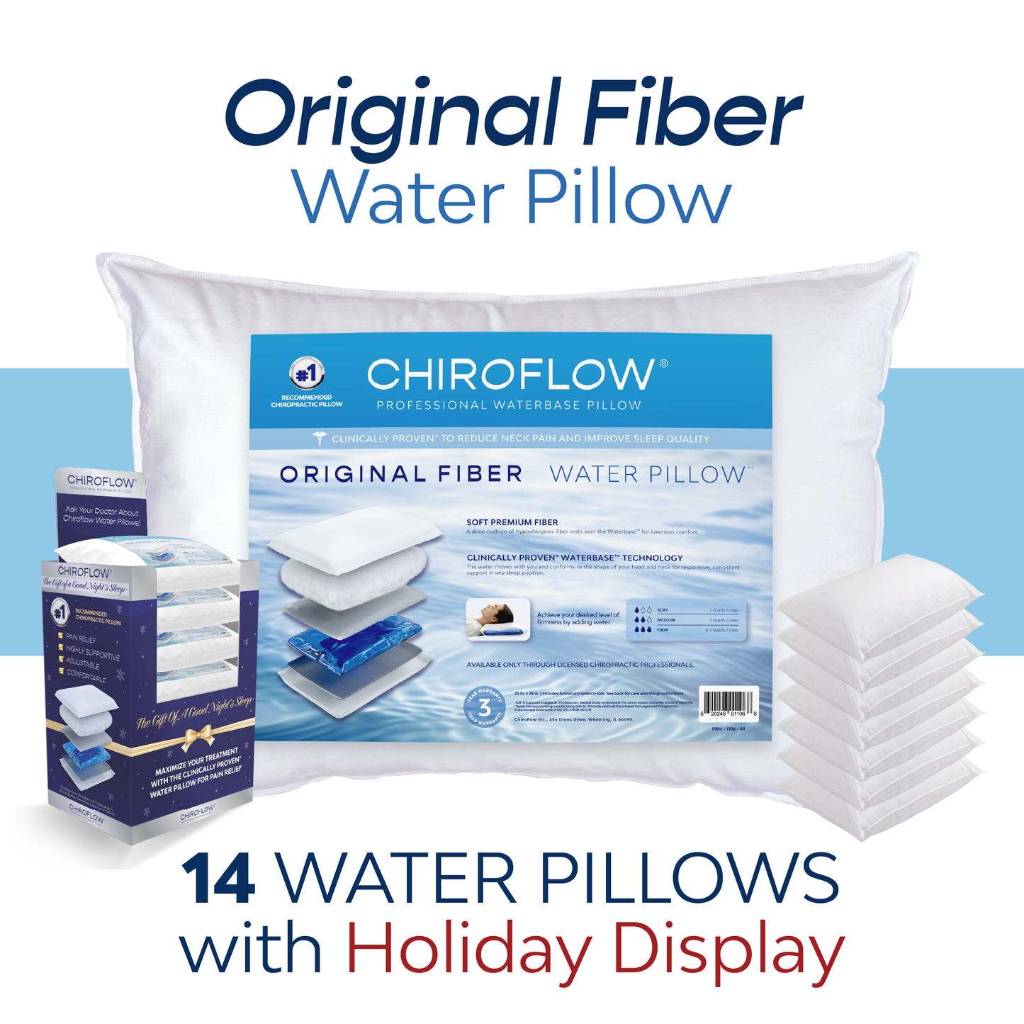 Chiroflow Original Fiber Water Pillows (Holiday Multi-Pack Options)