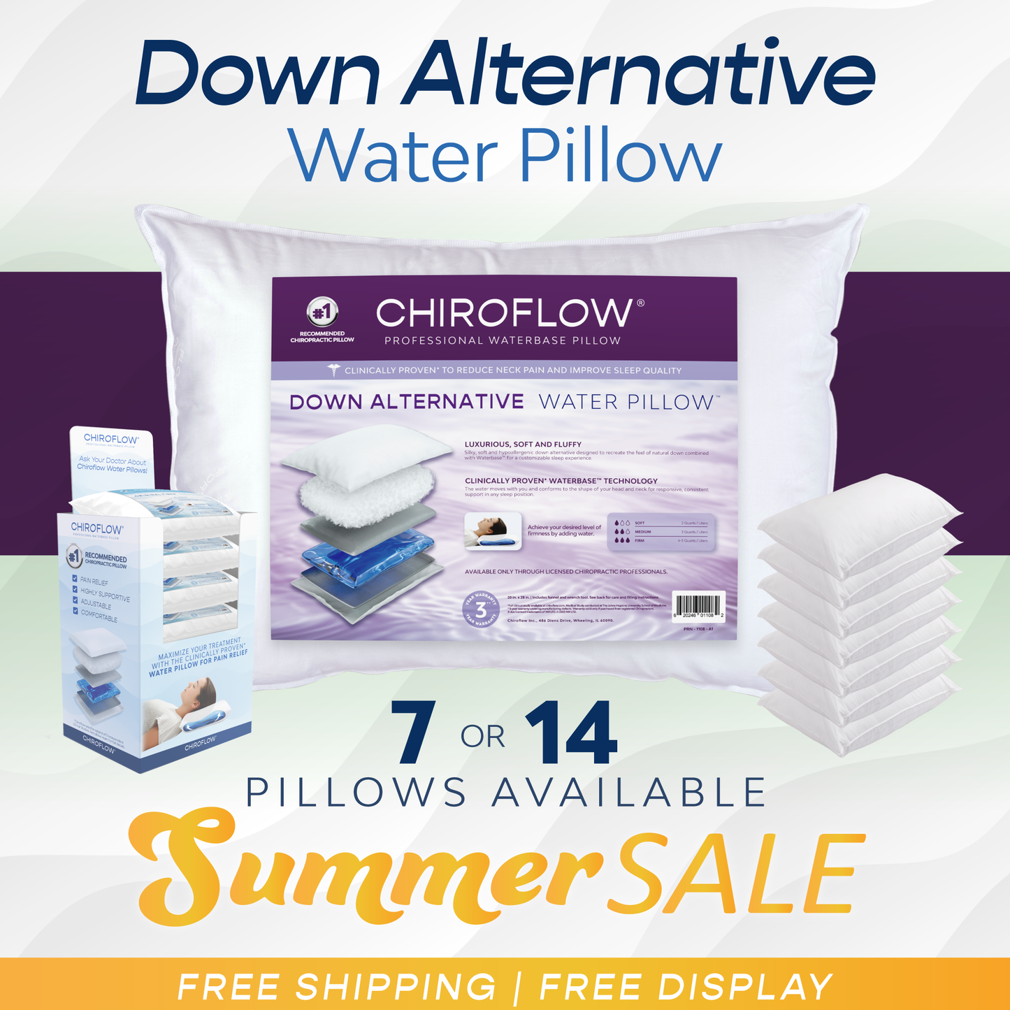 Chiroflow Down Alternative Water Pillows - Multi-Pack Options