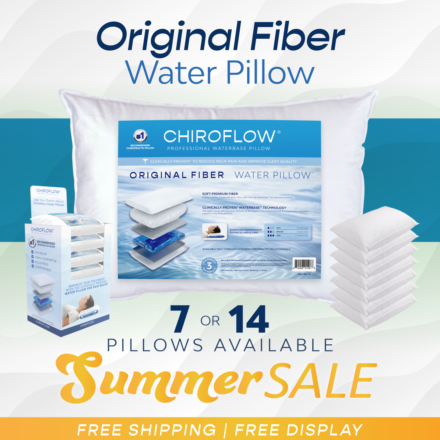 Chiroflow Original Fiber Water Pillows - Multi-Pack Options