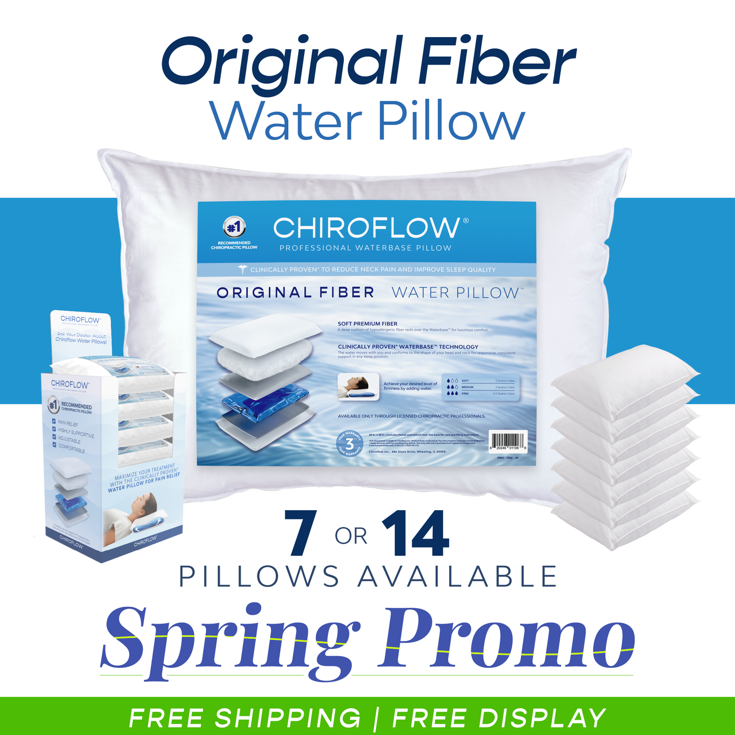 Chiroflow Original Fiber Water Pillows - Multi-Pack Options