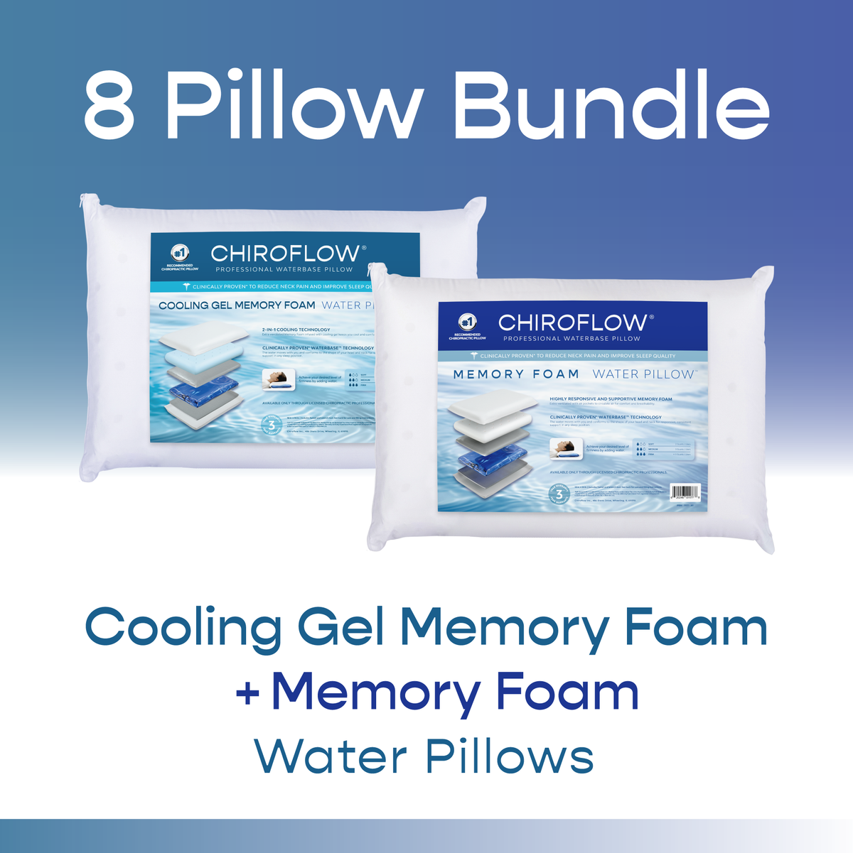 Chiroflow Water Pillows – Foam Bundle 8 Pack